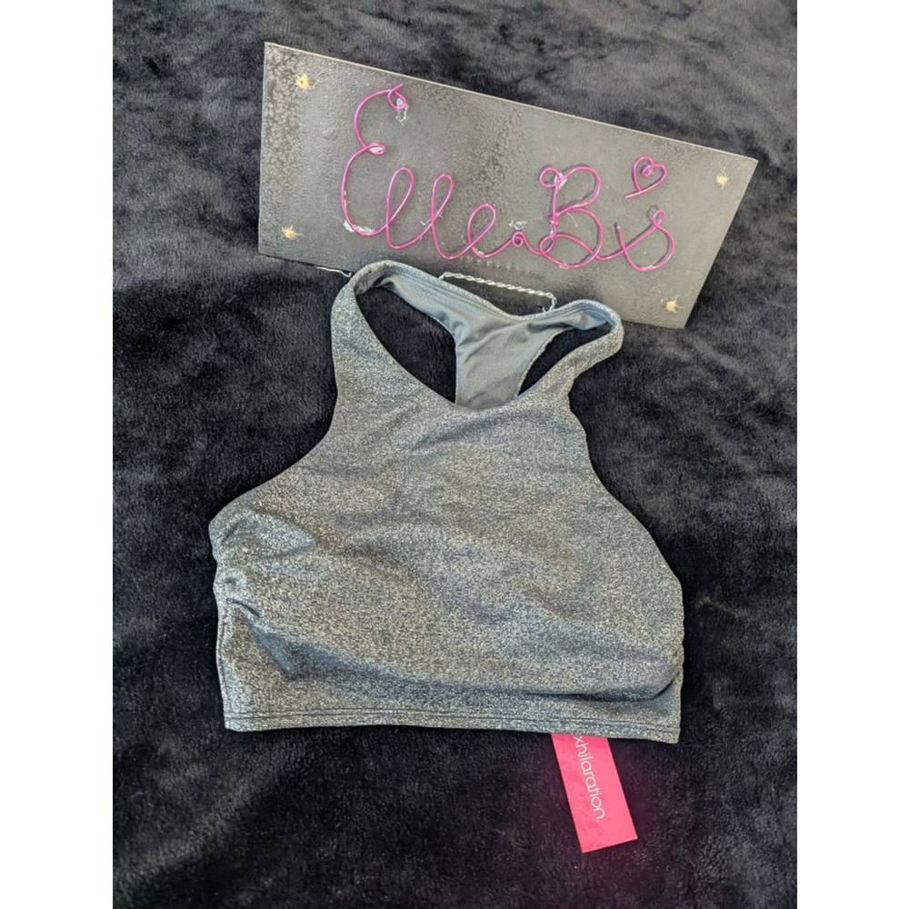 NWT Exhilaration Silver Sparkle Bikini Top ** NO PADDING S